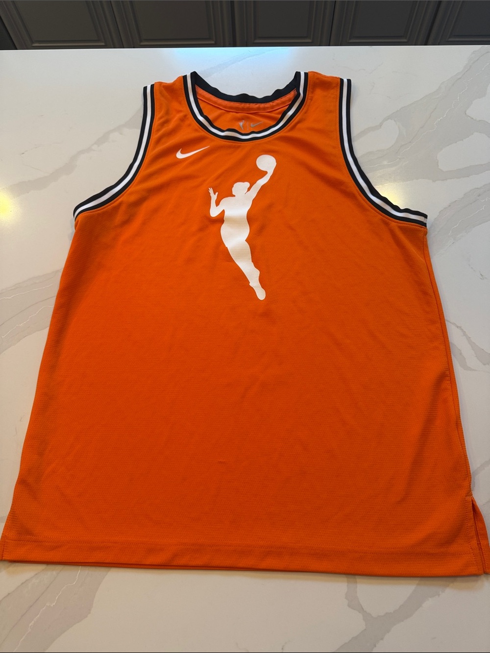 Nike Orange Basketball Tank with White Player Silhouette